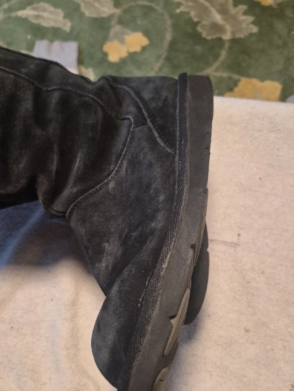 UGG Black Tall Suede Shearling-Lined Winter Boots